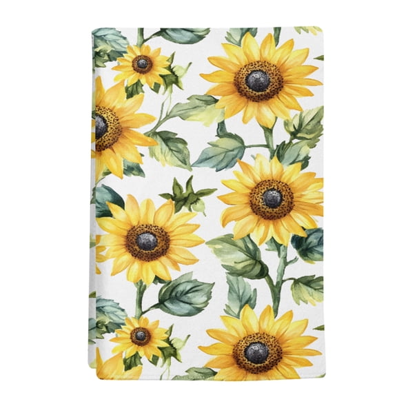 1 Pack Countryside Sunflowers Kitchen Towels Leaf Vintage Watercolor Flower Field Decorative Dish Towel Sets Absorbent Quick Dry Hand Cloths Tea Towels for Cooking Baking Farmhouse Gifts 18x28in