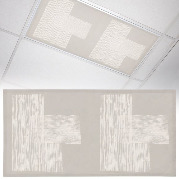 1 Pack Cream Overlay Blocks Fluorescent Light Covers for Ceiling Lights Abstract Minimalist Beige Line Art Magnetic Ceiling Light Covers Overhead Light Filters for Office Classroom Home