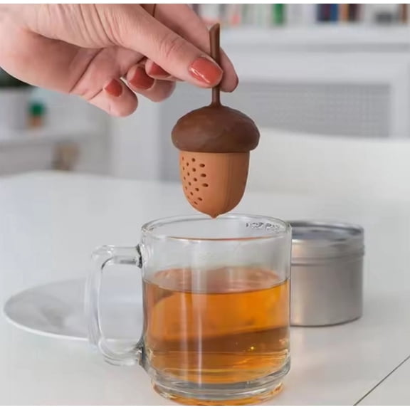 1-Pack Silicone Pine Cone Tea Infuser, BPA-Free Food Grade Loose Leaf Tea Strainer w/ Long Handle, Reusable Tea Steeper for Mug & Cup, Cute Gift TIKA