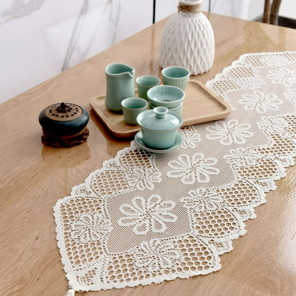 1 Pack Crochet Lace Table Runner Doilies for Table, Lace Dresser Scarf for Wedding Party Dining Banquet Decor