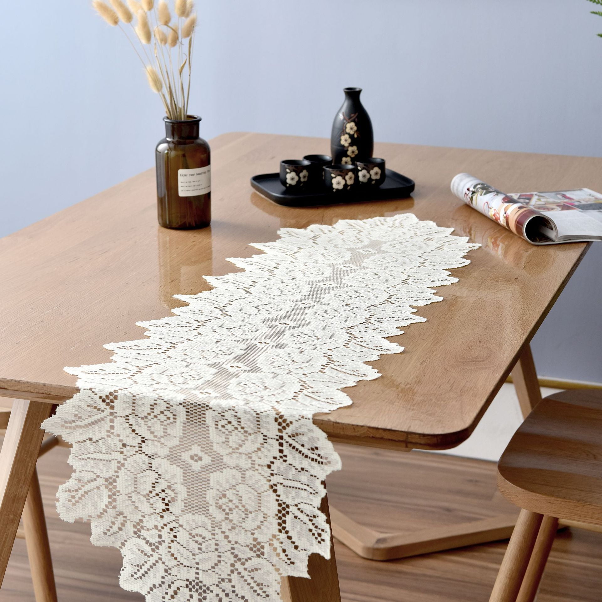 1 Pack Crochet Lace Table Runner Doilies for Table, Lace Dresser Scarf