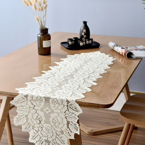 1 Pack Crochet Lace Table Runner Doilies for Table, Lace Dresser Scarf for Wedding Party Dining Banquet Decor