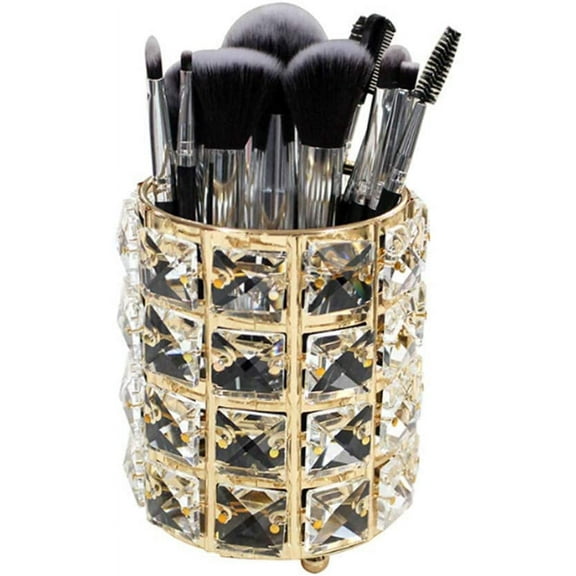 1 Pack Crystal Makeup Brush Holder Multifunctional Eyebrow Pencil Eyeliner Makeup Container Office Supplies Storage Container Exquisite Practical Beauty Makeup Tools Storage Box