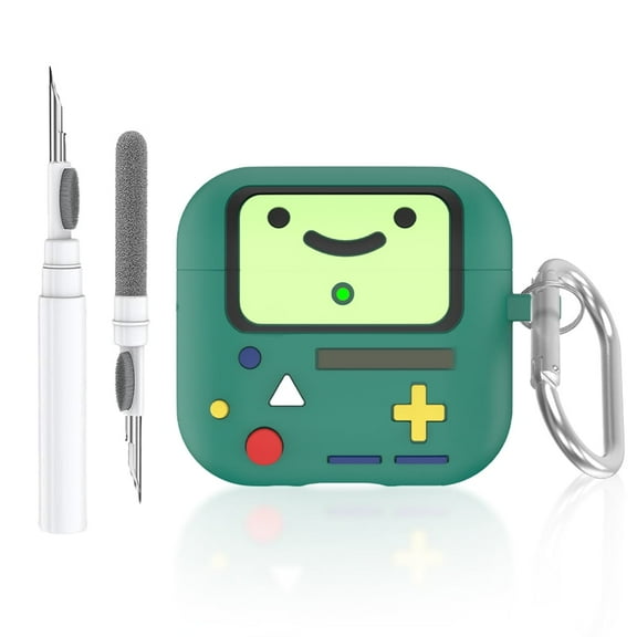 [1 Pack]Cute Protective Case for AirPods 4 (2024), 3D Cartoon Design Silicone Case Cute Accessory with Keychain/Cleaning Kit(Green)