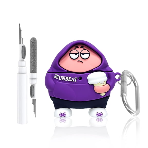 [1 Pack]Cute Protective Case for AirPods 4 (2024), 3D Cartoon Design Silicone Case Cute Accessory with Keychain/Cleaning Kit (Purple)