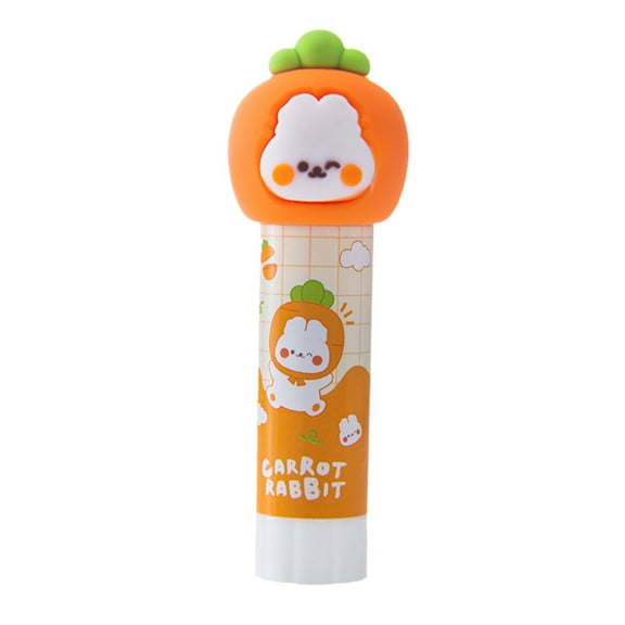 1 Pack Cute Rabbit Themed Solid Glue Stick, Permanent Transparent Adhesive, Non-Toxic and Washable for Crafts and Photos, 0.29 oz (Style B - Carrot Rabbit)