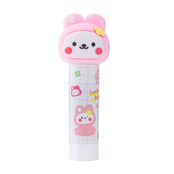1 Pack Cute Rabbit Themed Solid Glue Stick, Permanent Transparent Adhesive, Non-Toxic and Washable for Crafts and Photos, 0.29 oz (Style F - Sakura Rabbit)
