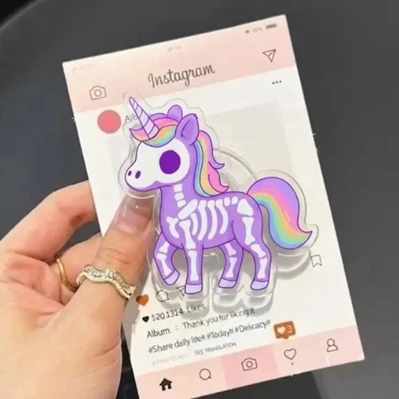 1 Pack Cute Skull Galaxy Unicorn with Magnetic Phone Grip, Horror Aesthetic Magnetic Phone Holder, Kawaii Scary Fan Gift, Accessories
