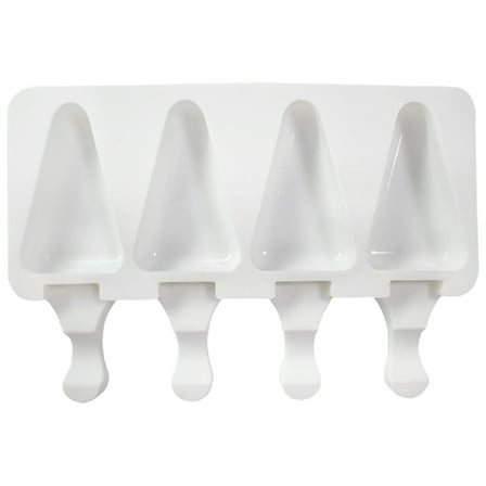 1 Pack Cute Triangle Shape Popsicle Molds Silicone Ice Pop Molds 4 Cavities Popsicle Molds for Kids Adults Ice Cream Mold Cakesicles Mould DIY Popsicle Maker Homemade Popsicle Silicone