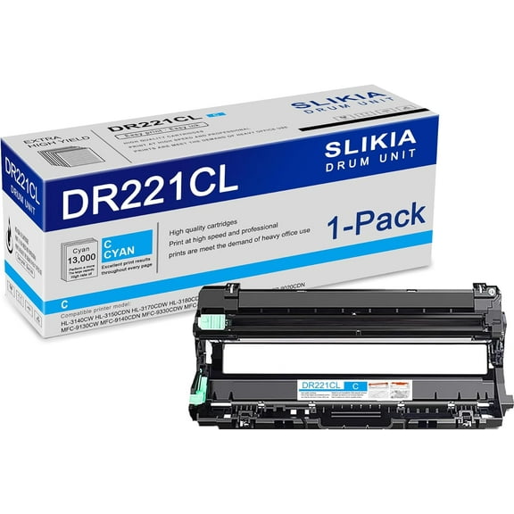 1-Pack Cyan DR221CL Drum Unit: Compatible DR221CL DR-221CL Replacement for Brother HL-3140CW 3150CDN 3170CDW 3180CDW MFC-9130CW 9140CDN 9330CDW 9340CDW DCP-9015CDW 9020CDN Printer