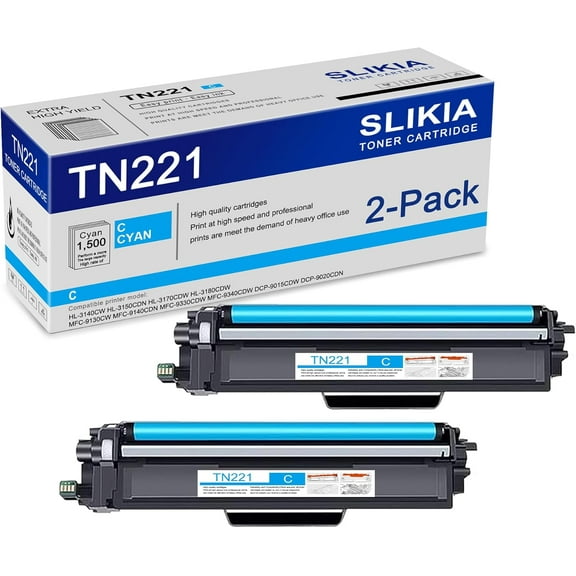 1-Pack Cyan TN221 Toner Cartridge: Compatible TN221 TN-221 Replacement for Brother HL-3140CW 3150CDN 3170CDW 3180CDW MFC-9130CW 9140CDN 9330CDW 9340CDW DCP-9015CDW 9020CDN Printer