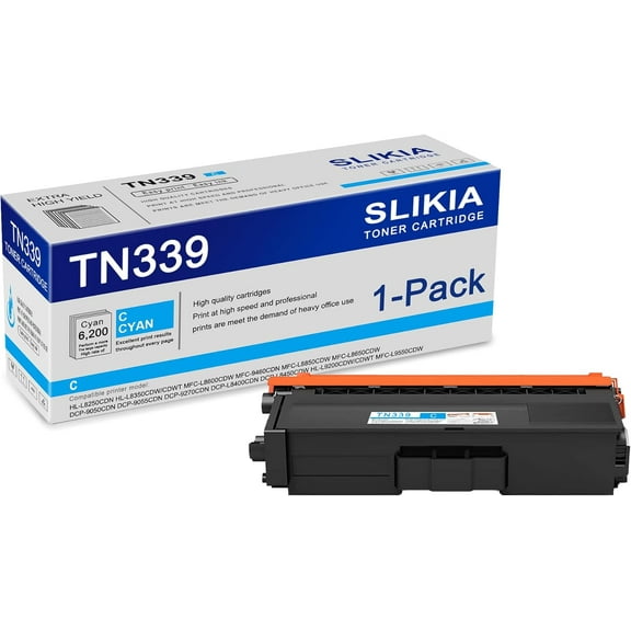 1-Pack Cyan TN339 Toner Cartridge: Compatible TN339 TN-339 Replacement for Brother HL-L8250CDN L8350CDW/CDWT MFC-L8600CDW 9460CDN L8850CDW L8650CDW DCP-9050CDN 9055CDN 9270CDN L8400CDN Printer