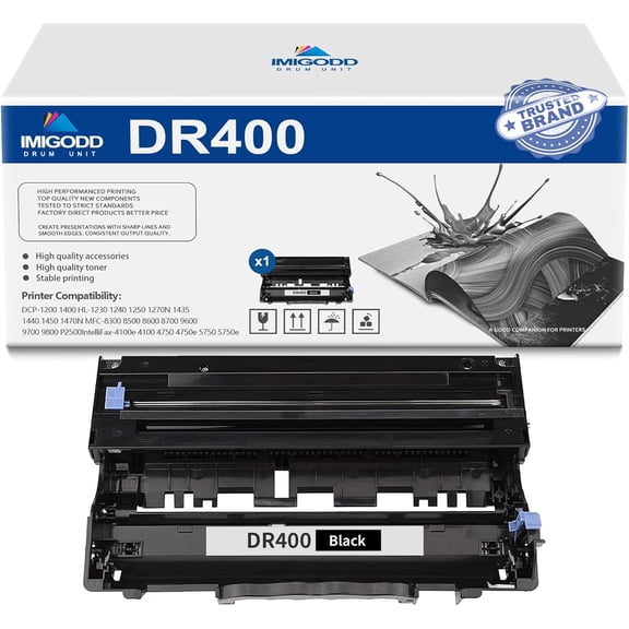 1-Pack DR400 Black Drum Unit Replacement for Brother 21,000 Pages with DCP-1200 1400 HL-1230 1240 1250 1270N 1435 1440 1450 1470N MFC-8300 8500 8600 8700 9600 9700 9800 P2500 IntelliFax-4100e Printer