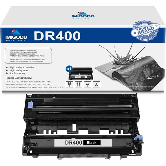 1-Pack DR400 Black Drum Unit Replacement for Brother 21,000 Pages with DCP-1200 1400 HL-1230 1240 1250 1270N 1435 1440 1450 1470N MFC-8300 8500 8600 8700 9600 9700 9800 P2500 IntelliFax-4100e Printer
