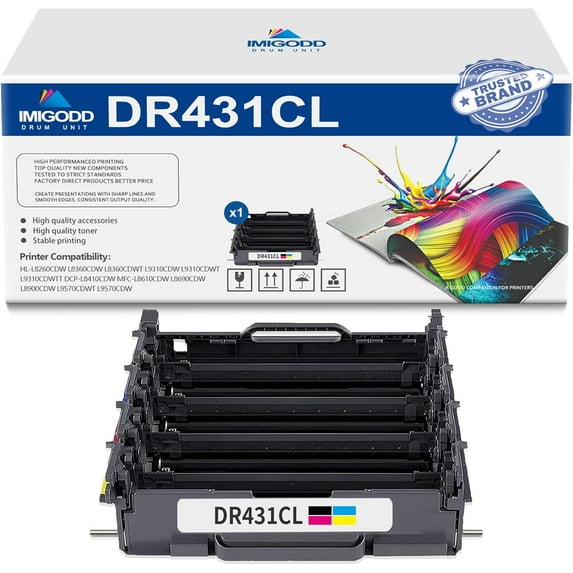1-Pack DR431CL BK/C/M/Y Drum Unit Replacement for Brother 31,000 Pages with HL-L8260CDW L8360CDW L8360CDWT L9310CDW L9310CDWT L9310CDWTT DCP-L8410CDW MFC-L8610CDW L8690CDW L8900CDW L9570CDWT Printer