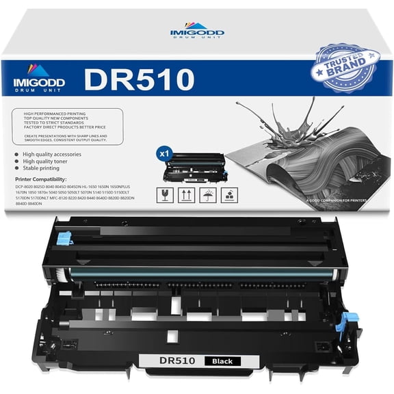 1-Pack DR510 Black Drum Unit Replacement for Brother High Capacity 21,000 Pages with DCP-8020 8025D 8040 8045D 8045DN,HL-1650 1650N 1650NPLUS 1670N 1850 1870n 5040 5050 5050LT 5070N 5140 5150D Printe