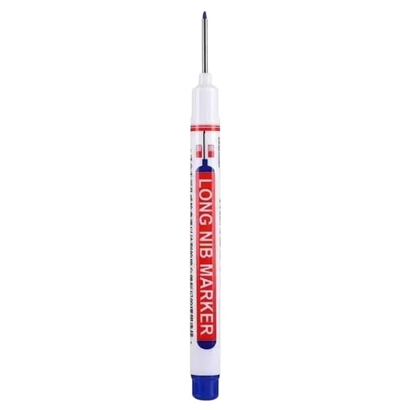 1-Pack Deep Hole Markers - Long Head Woodworking Ink Pens for Bathroom Tile Marking, Carpentry & Industrial Labeling | Durable Permanent Ink, Deep Reach Markers, Long Nib Marker(Blue,5.1x0.5")