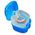 thumbnail image 1 of 1 Pack Denture Case Dental Mouthguard Case Box Holder, Denture Bath Box with Draining Design, Strainer Basket and Lid Waterproof - Durable & Reusable, Easy to Use & Clean(Blue,3.5x3.5x2.7"), 1 of 6