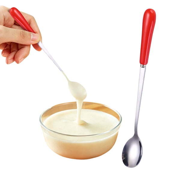 1 Pack Dessert Spoon with Ceramic Handle, 304 Stainless Steel Long Handle Spoon for Coffee, Tea, Ice Cream, Yogurt, Pudding and Desserts