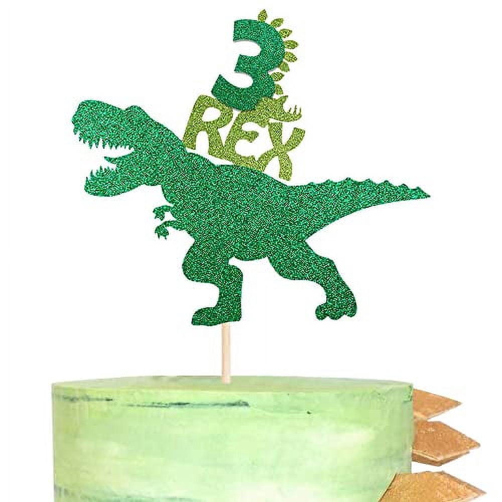 Dinosaurier-Cupcake-Topper Mit Glitzer – 24 Stück, Grüne Rex-Figuren, Für Kindergeburtstag & Dino-Party