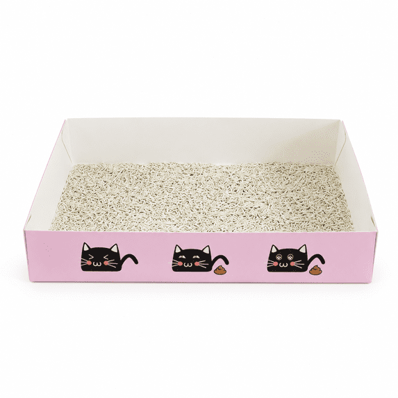 1-Pack Disposable Cat Litter Box with Scoop, Foldable Portable Travel Cardboard Litter Tray for Cats