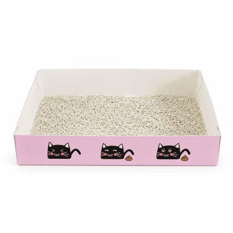 1-Pack Disposable Cat Litter Box with Scoop, Foldable Portable Travel Cardboard Litter Tray for Cats