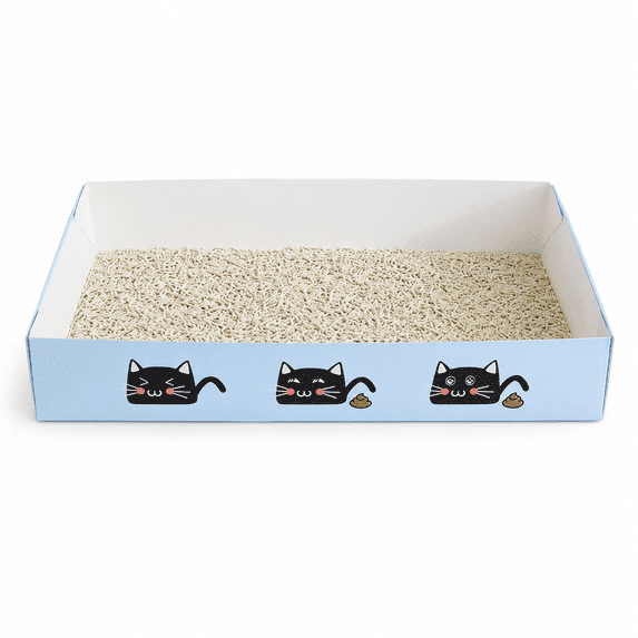 1-Pack Disposable Cat Litter Box with Scoop, Foldable Portable Travel Cardboard Litter Tray for Cats