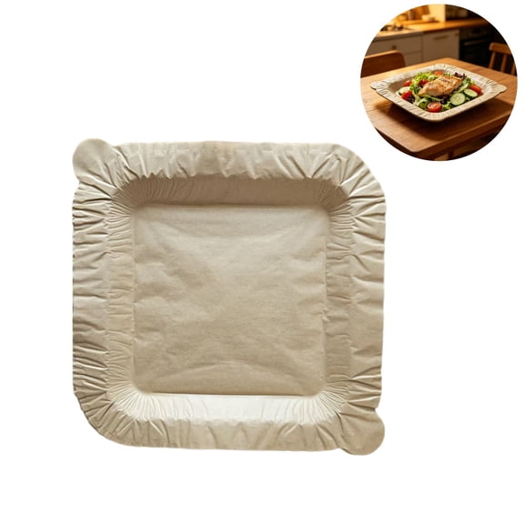 1 Pack Disposable Square Paper Plates, Biodegradable Oil & Water Proof Food Serving Trays, Eco-Friendly Non-Stick Square Dinner Plates for Picnic BBQ Party Catering