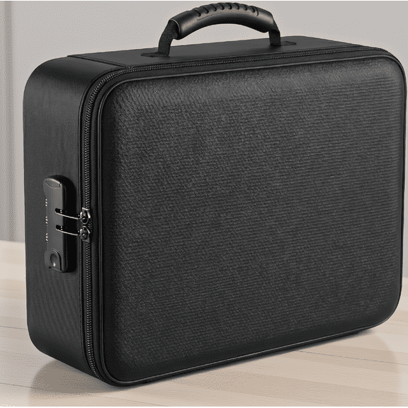 1 Pack Document Box with Combination Lock, Soft-Shell File Organizer, Fits 14-Inch Laptop, Passports and , 15x11x4 In