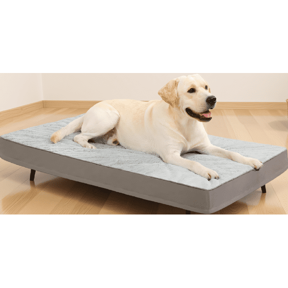 1 Pack Dog Bed, Waterproof, Removable Cover, 3-Inch Egg Crate Foam, 41x27 Inch, Gray, for Dogs Up to 80 lbs