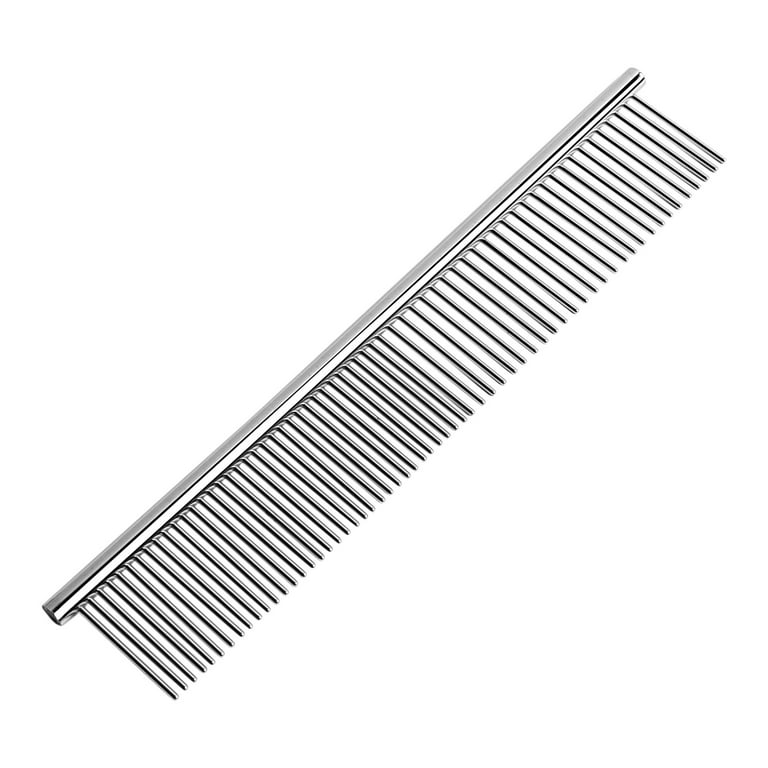1 Pack Dog Grooming Comb Metal Dog Comb for Removing Matted Fur Pet Dematting Comb with Rounded Teeth Prevents Tangles and Knots