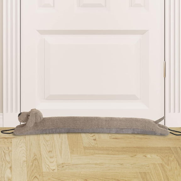 1 Pack Dog Shaped Door Draft Stopper 36 Inch, Weighted Fabric Draft Blocker for Bottom of Doors and , Blocks Dust Light and Air, Brown