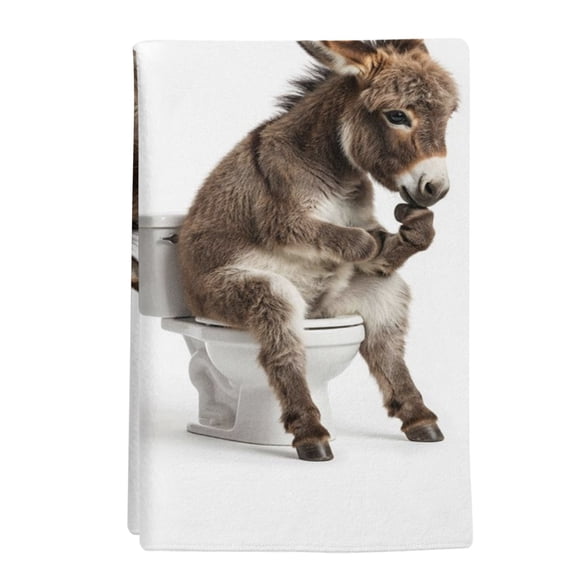 1 Pack Donkey Sitting on The Toilet Thinking Kitchen Towels Abstract Funny Animal Decorative Dish Towel Sets Absorbent Quick Dry Hand Cloths Tea Towels for Cooking Baking Farmhouse Gifts 18x28in