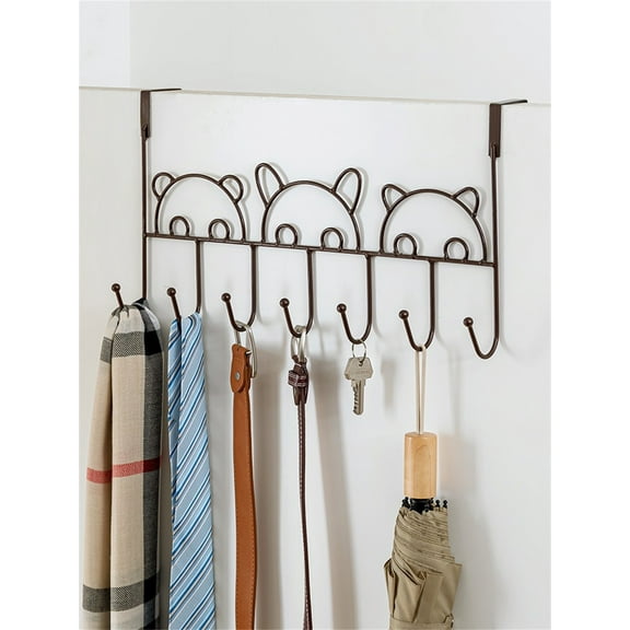 1 Pack Door Hanger Towel Rack,Over the Door Hooks,Anti-Rust Over the Door Coat Rack,Over Door Hanging Hooks for Clothing, Metal Organizer Rack with 7 Hooks for Bathroom Bedroom Hat Purse Robe