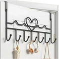 thumbnail image 1 of Artrylin Over Door Hooks with 7 Coat Hooks - No Drill Hanger Organizer for Clothes/Hats/Bags, Heavy Duty Metal Coat Rack with Adjustable Spacing, Holds 30lbs per Hook (Black), 1 of 8