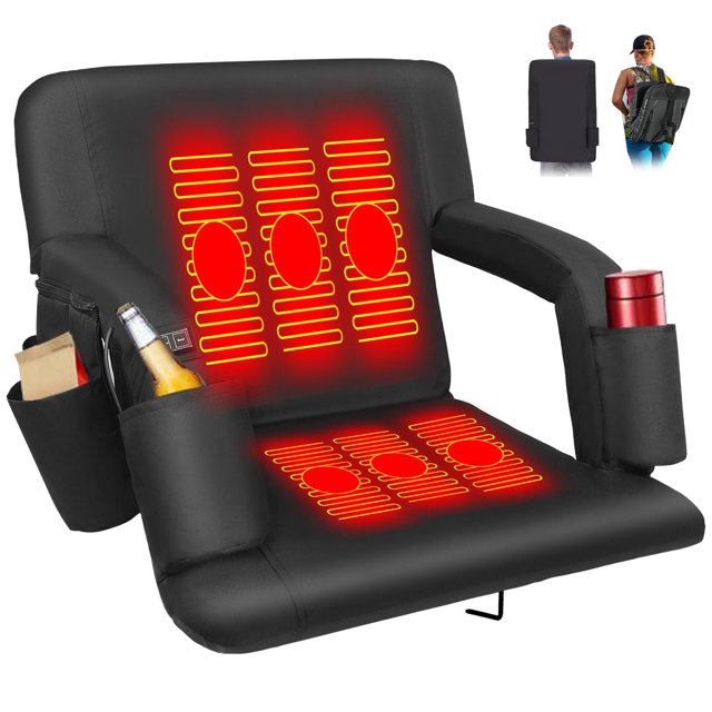 1 Pack Double Heated Stadium Seat for Bleachers with Back Support