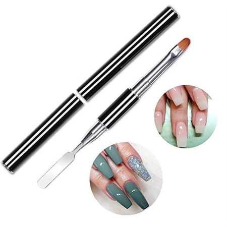Dual-Ended PolyGel Nail Brush Pen with Spatula, 1-Pack UV LED Poly Gel Application Tool for Builder Gel Extensions, TIKA