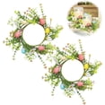 thumbnail image 1 of 1 Pack Easter Egg Candle Ring Wreath, Mini Spring Floral Candle Holder Wreath for Table Centerpieces, Pastel Pip Berry & Daisy Decor for Holiday Home Kitchen Decor, 1 of 5