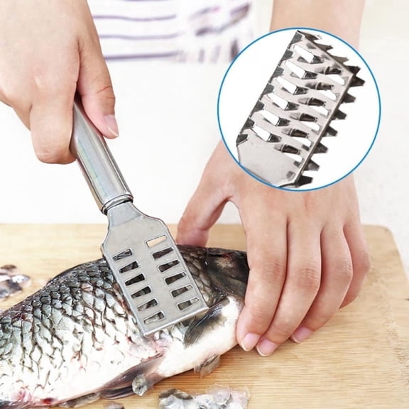 Stainless Steel Fish Scaler, Sawtooth Fish Scale Remover Tool for Seafood Prep, TIKA