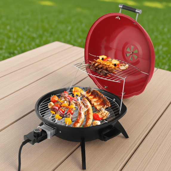 1-Pack Electric Countertop BBQ Grill 1600W Round Portable Indoor ...