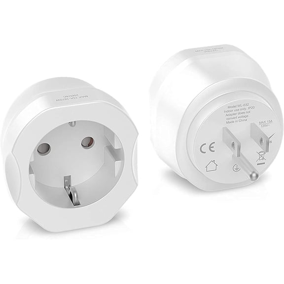 1 Pack European to US Plug Adapter, European to US Adapter, Suitable for Most European Spanish French Type Plugs to US European to US Travel Converter