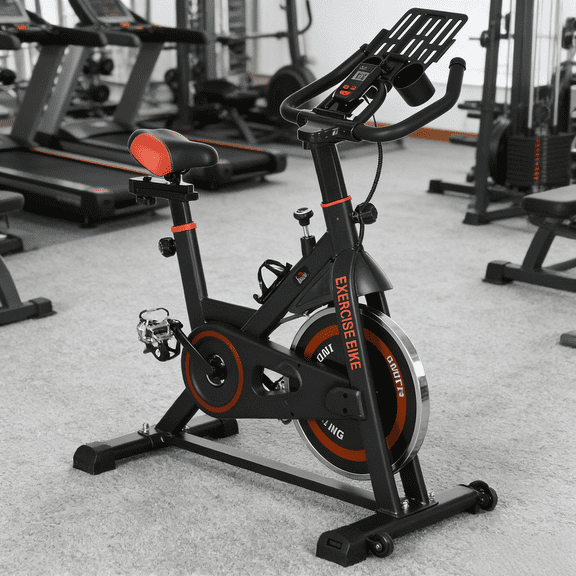 1 Pack Exercise Bike Stationary Indoor Cycling 17.6lbs Flywheel Adjustable Resistance LCD Monitor 7Level Seat Handle 264lbs Capacity 40.6In Home Office Gym Cardio Fitness Silent Smooth Wheels Black