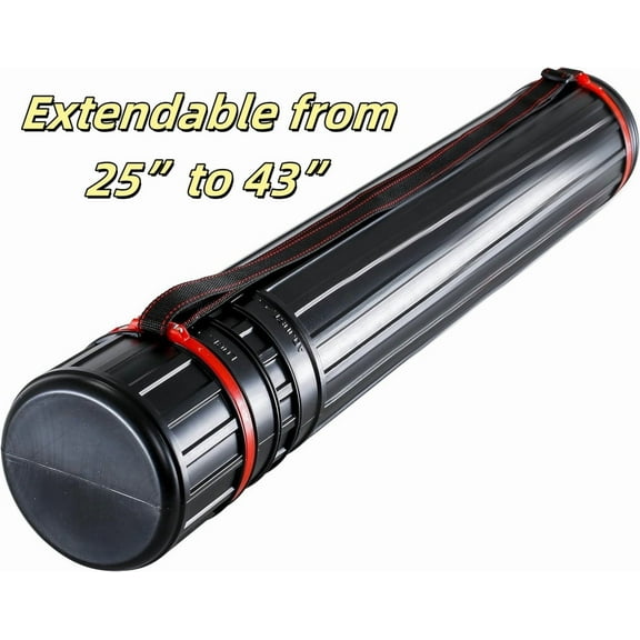 1 Pack Extendable Poster Tube 25"-43" with Telescoping Design & Strap for Art, Blueprint Storage, and Travel Protection Carrying Case