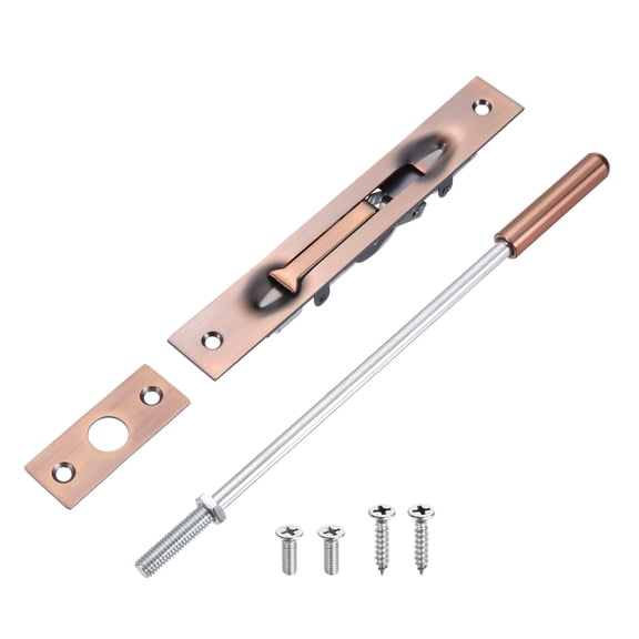1 Pack Extension Flush Bolt with Rod, 10 Inch Stainless Steel Door Flush Bolt Latch Concealed Security Door Lock for Double Doors, Red Bronze