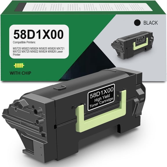 1 Pack Extra High Capacity 58D1X00 Black Toner Cartridge Match Part Number Compatible with Lexmark MS725 MS823 MS824 MS825 MS826 MX721 MX722 MX725 MX822 MX824 MX826 Monochrome Laser Printers