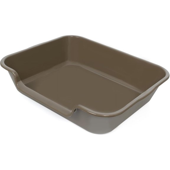 1 Pack of Extra Large Cat Litter Box (ABS Material), Low Entry Senior Litter Pen for Geriatric Kitty Big Cats, Jumbo Pet Safe Litter Boxes for Indoor Pets Potty (Light Brown, 24" L x 20" W)