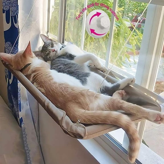 1 Pack Extra Large Cat Window Hammock Bed with Heavy Duty Suction Cups, Hanging Grid Cat Perch Holds Up to 30 Lbs Washable Space Saving Indoor Cat Bed for Window Door Apartment