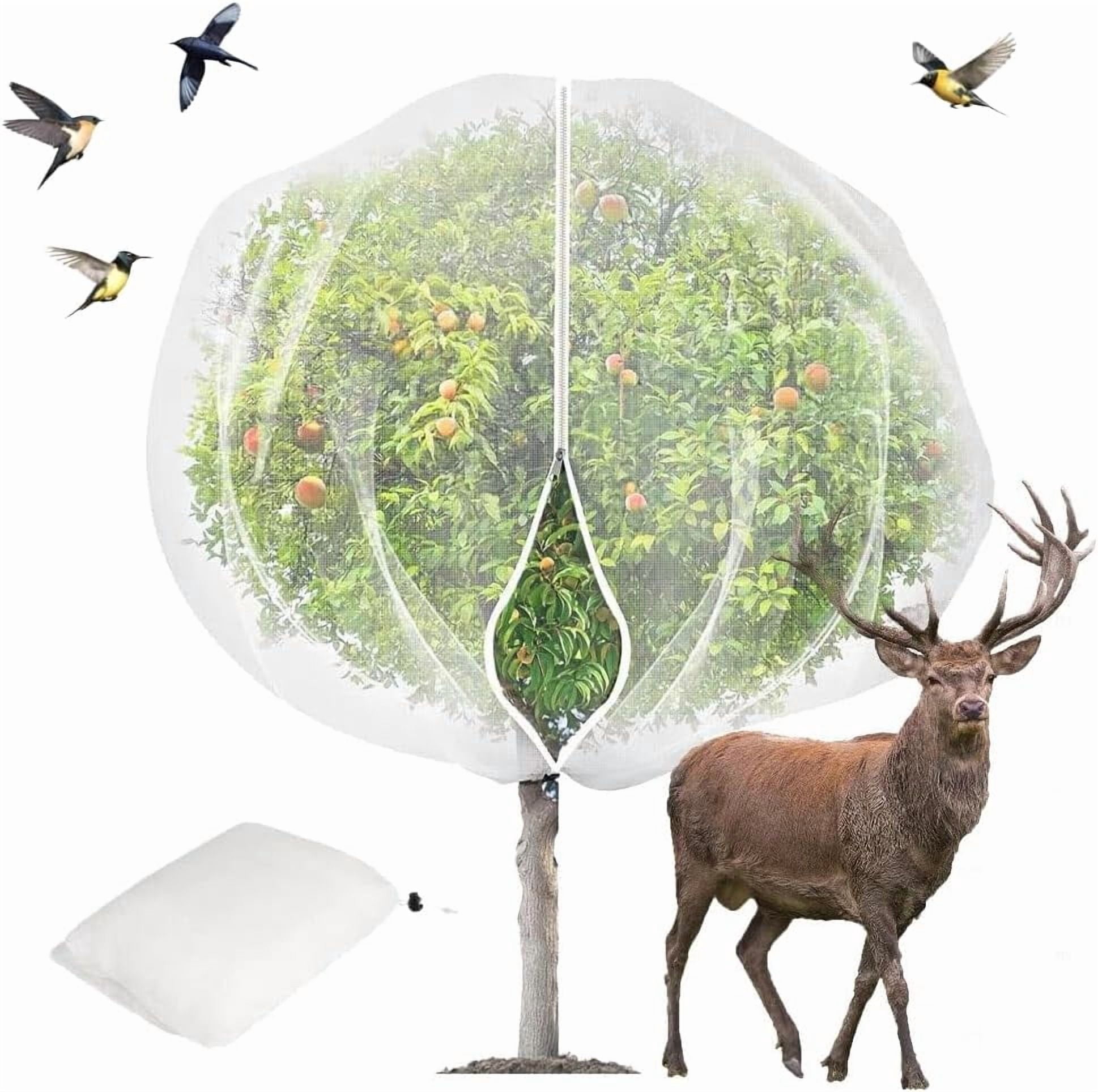 1 Pack Extra-Large Fruit Tree Netting Covers for Birds and Squirrels(15X15ft) –Bird Nets for Fruit Trees with Zipper and Drawstring, Extra Large Durable Mesh Garden Netting to Protect Fruit Trees