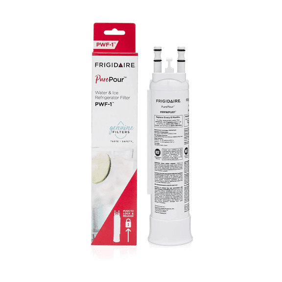 1-Pack FPPWFU01 PurePour PWF-1 Refrigerator Water Filter, For Frigidaire PWF-1 Original OEM Replacement Cartridge, White