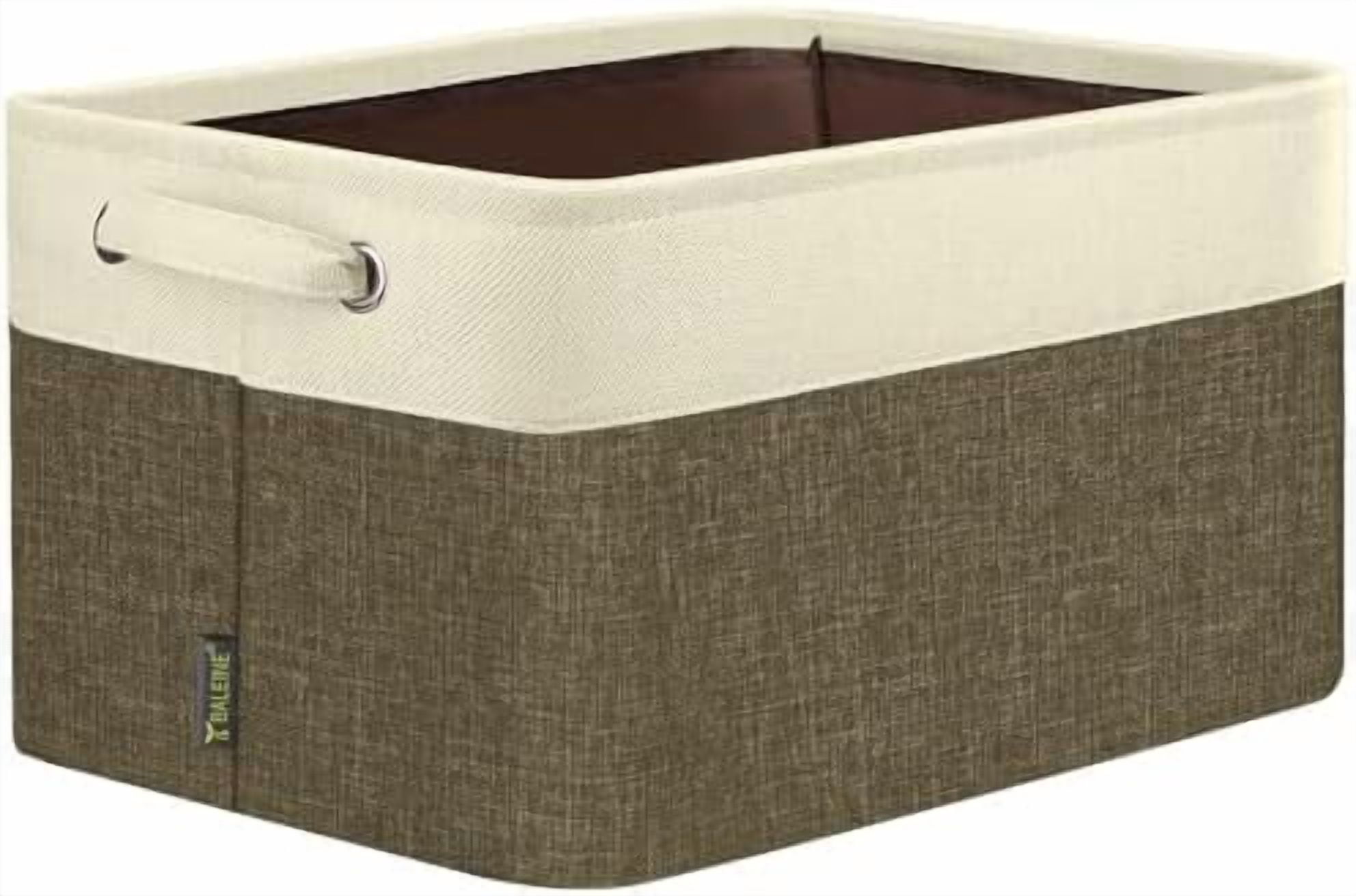 1 Pack Fabric Storage Bins for Shelves, Linen Storage Baskets for Organizing, Decorative Closet Bins for Clothes, Home (Brown, 14''x10''x8.5'')